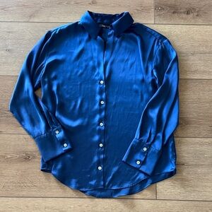 Zara Satin Blue Button-Up Shirt